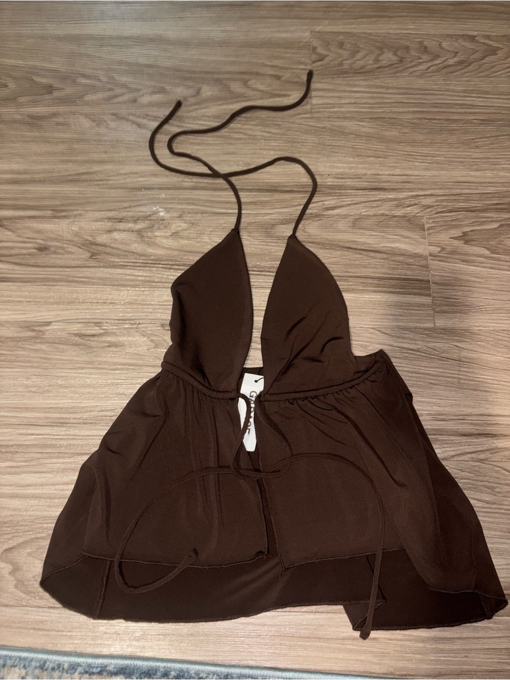NWT Garage Plunge Flyaway Halter Top in Brown